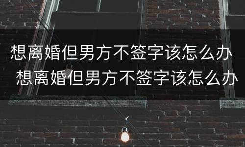 想离婚但男方不签字该怎么办 想离婚但男方不签字该怎么办理
