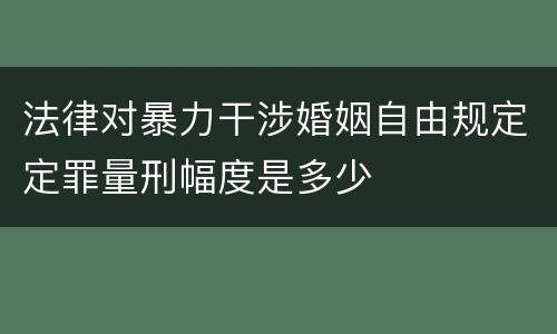 法律对暴力干涉婚姻自由规定定罪量刑幅度是多少