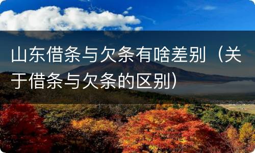 山东借条与欠条有啥差别(关于借条与欠条的区别)