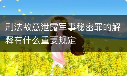 刑法故意泄露军事秘密罪的解释有什么重要规定