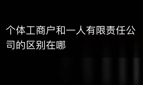 个体工商户和一人有限责任公司的区别在哪