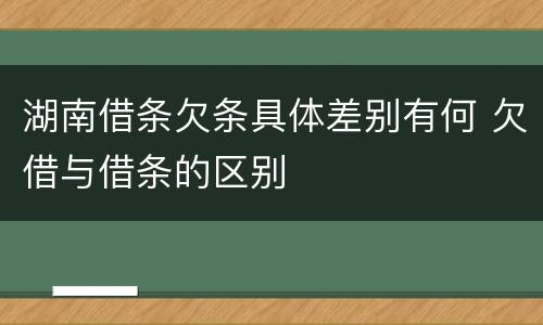 湖南借条欠条具体差别有何 欠借与借条的区别