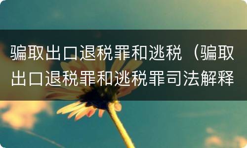 骗取出口退税罪和逃税（骗取出口退税罪和逃税罪司法解释）