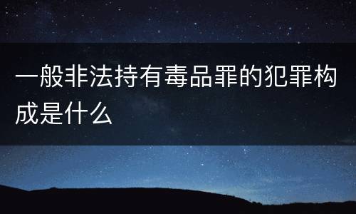 一般非法持有毒品罪的犯罪构成是什么
