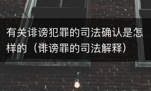 有关诽谤犯罪的司法确认是怎样的（诽谤罪的司法解释）