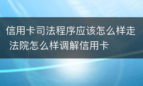 信用卡司法程序应该怎么样走 法院怎么样调解信用卡