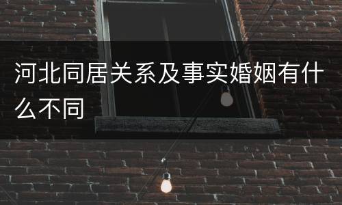 河北同居关系及事实婚姻有什么不同