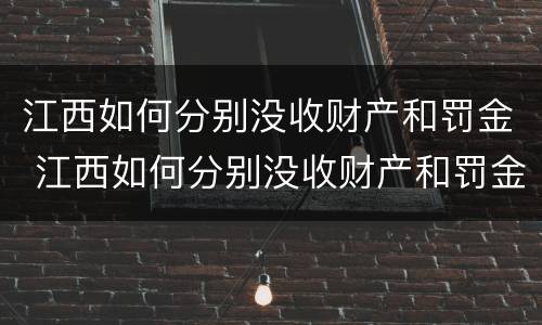 江西如何分别没收财产和罚金 江西如何分别没收财产和罚金呢