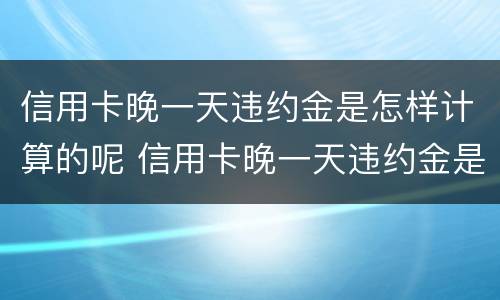 信用卡晚一天违约金是怎样计算的呢 信用卡晚一天违约金是怎样计算的呢视频