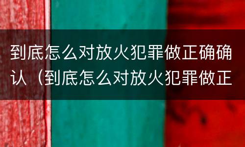 到底怎么对放火犯罪做正确确认（到底怎么对放火犯罪做正确确认的事情）