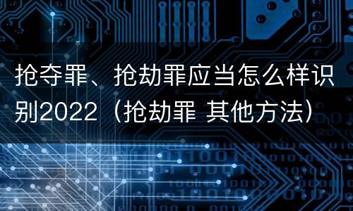 抢夺罪、抢劫罪应当怎么样识别2022（抢劫罪 其他方法）