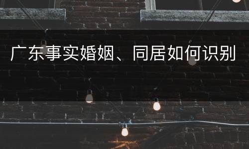 广东事实婚姻、同居如何识别