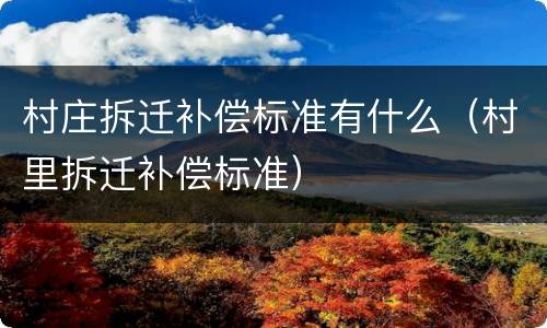 村庄拆迁补偿标准有什么（村里拆迁补偿标准）