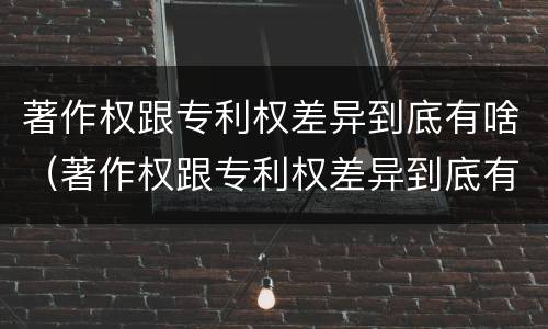 著作权跟专利权差异到底有啥（著作权跟专利权差异到底有啥关系）