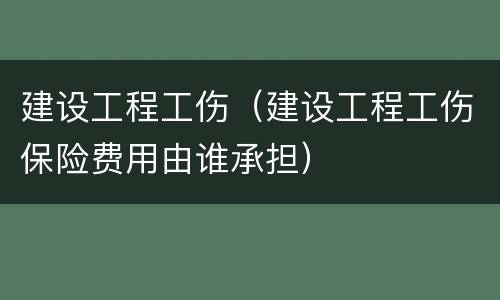 建设工程工伤（建设工程工伤保险费用由谁承担）