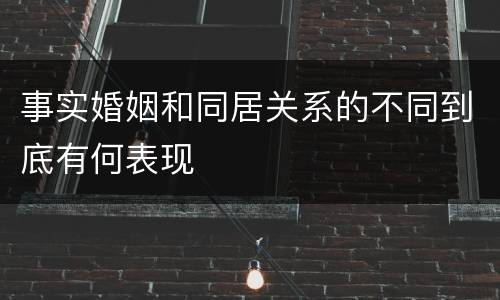 事实婚姻和同居关系的不同到底有何表现