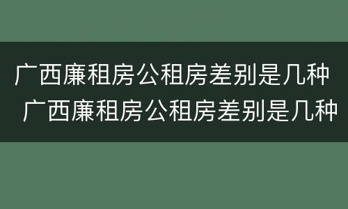 广西廉租房公租房差别是几种 广西廉租房公租房差别是几种房