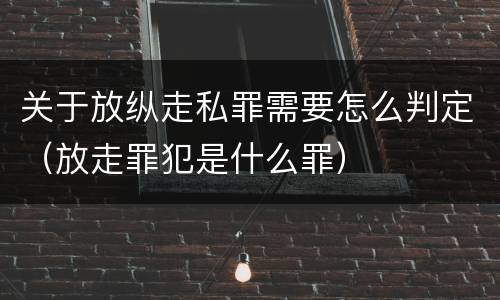 关于放纵走私罪需要怎么判定（放走罪犯是什么罪）