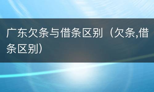 广东欠条与借条区别（欠条,借条区别）