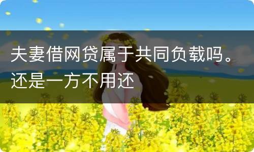 夫妻借网贷属于共同负载吗。还是一方不用还