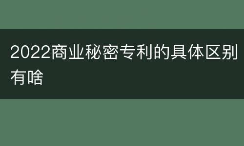 2022商业秘密专利的具体区别有啥
