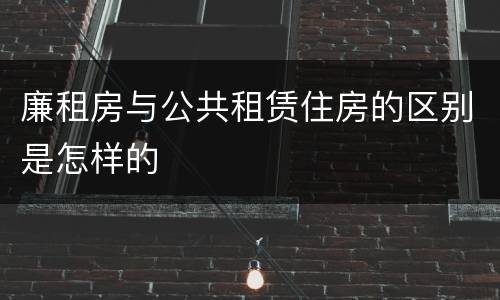 廉租房与公共租赁住房的区别是怎样的