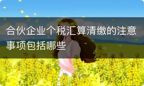 合伙企业个税汇算清缴的注意事项包括哪些