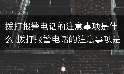 拨打报警电话的注意事项是什么 拨打报警电话的注意事项是什么意思