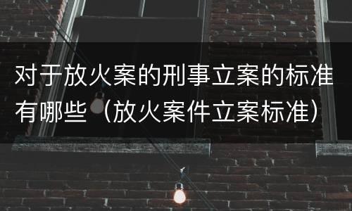 对于放火案的刑事立案的标准有哪些（放火案件立案标准）