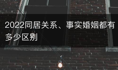 2022同居关系、事实婚姻都有多少区别