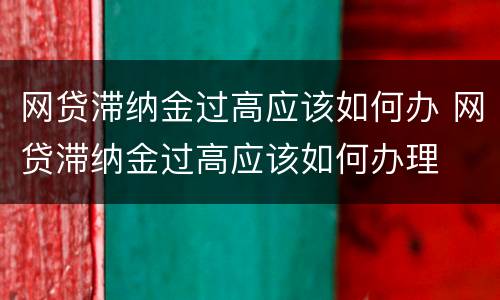 网贷滞纳金过高应该如何办 网贷滞纳金过高应该如何办理