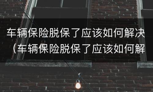 车辆保险脱保了应该如何解决（车辆保险脱保了应该如何解决问题）