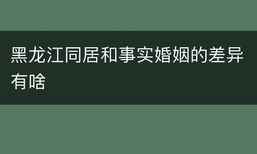 黑龙江同居和事实婚姻的差异有啥