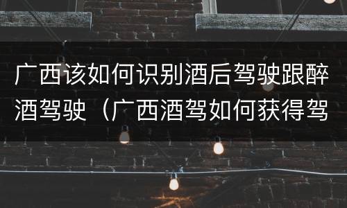 广西该如何识别酒后驾驶跟醉酒驾驶（广西酒驾如何获得驾驶证）