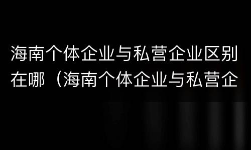 海南个体企业与私营企业区别在哪（海南个体企业与私营企业区别在哪里）