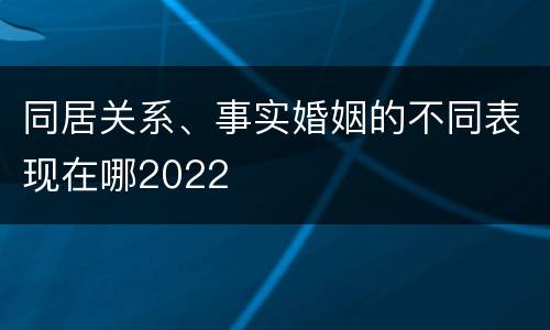 同居关系、事实婚姻的不同表现在哪2022