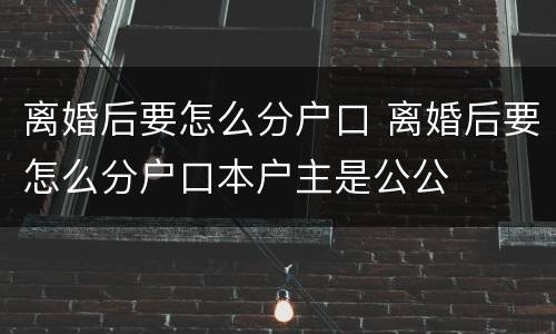 离婚后要怎么分户口 离婚后要怎么分户口本户主是公公