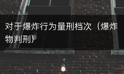 对于爆炸行为量刑档次（爆炸物判刑）