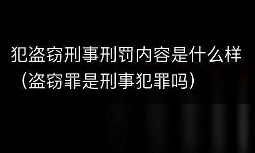 犯盗窃刑事刑罚内容是什么样（盗窃罪是刑事犯罪吗）