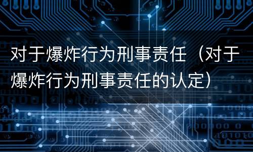 对于爆炸行为刑事责任（对于爆炸行为刑事责任的认定）