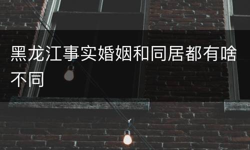 黑龙江事实婚姻和同居都有啥不同