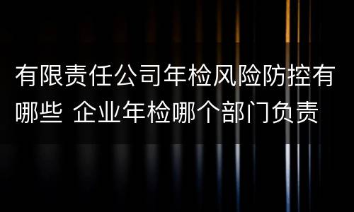 有限责任公司年检风险防控有哪些 企业年检哪个部门负责