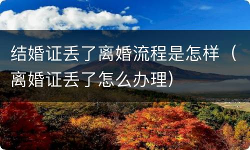 结婚证丢了离婚流程是怎样（离婚证丢了怎么办理）