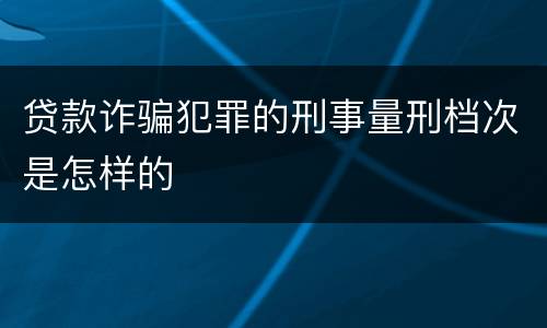 贷款诈骗犯罪的刑事量刑档次是怎样的