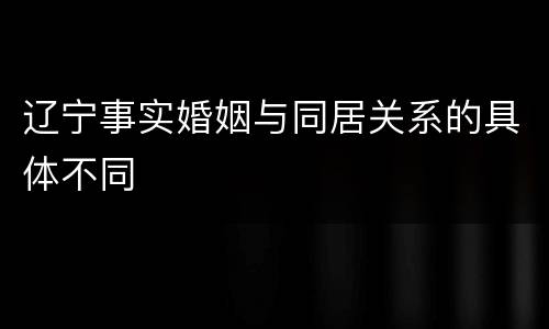 辽宁事实婚姻与同居关系的具体不同