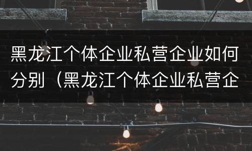 黑龙江个体企业私营企业如何分别（黑龙江个体企业私营企业如何分别缴纳社保）