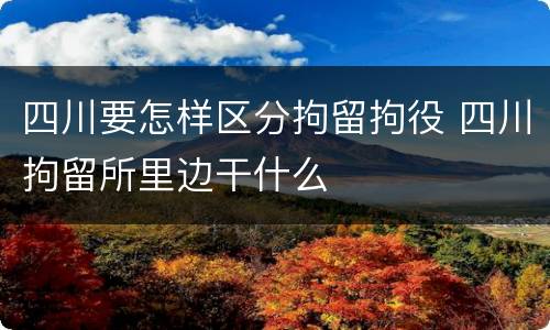 四川要怎样区分拘留拘役 四川拘留所里边干什么