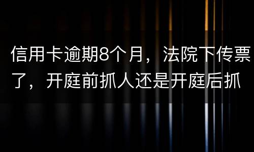 信用卡逾期8个月，法院下传票了，开庭前抓人还是开庭后抓人