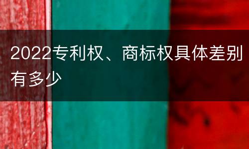 2022专利权、商标权具体差别有多少