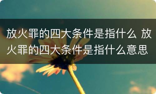 放火罪的四大条件是指什么 放火罪的四大条件是指什么意思